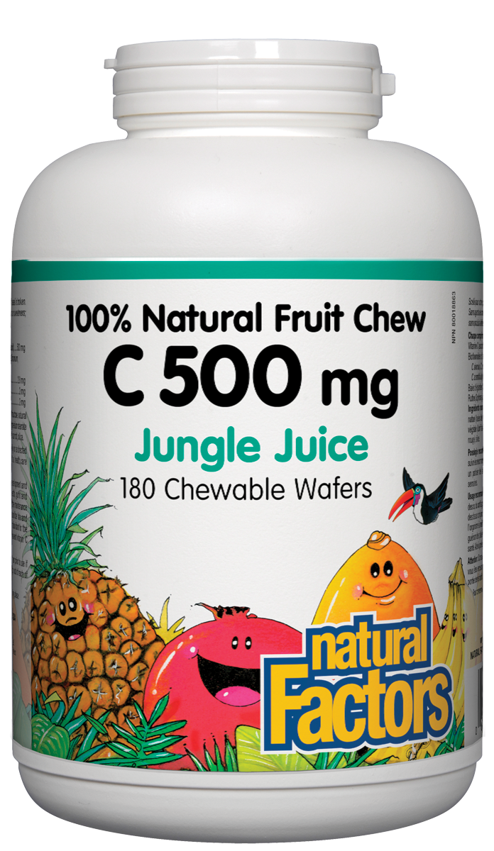 Natural Factors Natural Fruit Chew C (500mg) Jungle Juice (180 Chewables) - Lifestyle Markets